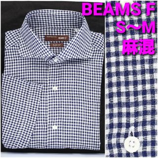 ビームスエフ(BEAMS F)の【美品】BEAMS F 半袖シャツ メンズS～M 麻混 ホリゾンタルカラー(シャツ)