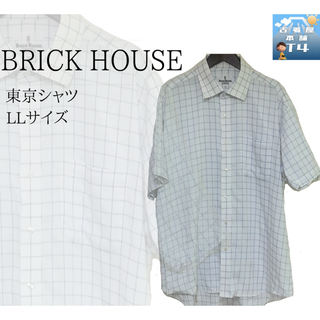 ブリックハウスバイトウキョウシャツ(BRICK HOUSE by Tokyo Shirts)のBRICK HOUSE　半袖シャツ　LLサイズ　東京シャツ　白　✓1123(ポロシャツ)