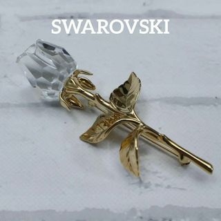 【匿名配送】 SWAROVSKI スワロフスキー ブローチ 花 ゴールド 8 大