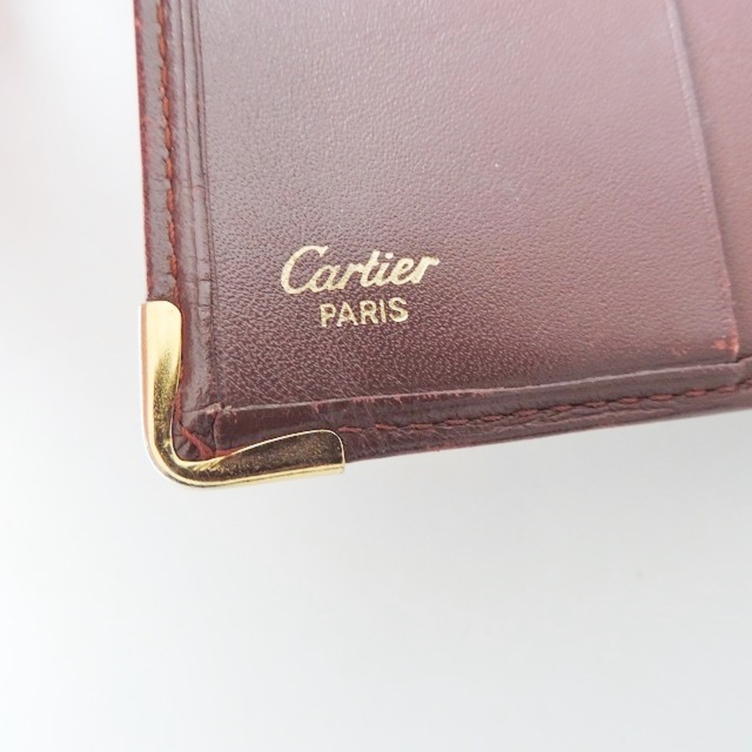 Cartier(カルティエ)のCartier(カルティエ) 2つ折り財布 マストライン ボルドー×ゴールド レザー レディースのファッション小物(財布)の商品写真