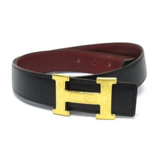 エルメス(Hermes)のHERMES(エルメス) ベルト 80 Hベルト 黒×レッド ゴールド金具/リバーシブル レザー×金属素材(ベルト)