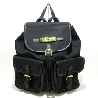 MOSCHINO(モスキーノ) リュックサック ロゴ 黒 ナイロン×レザー