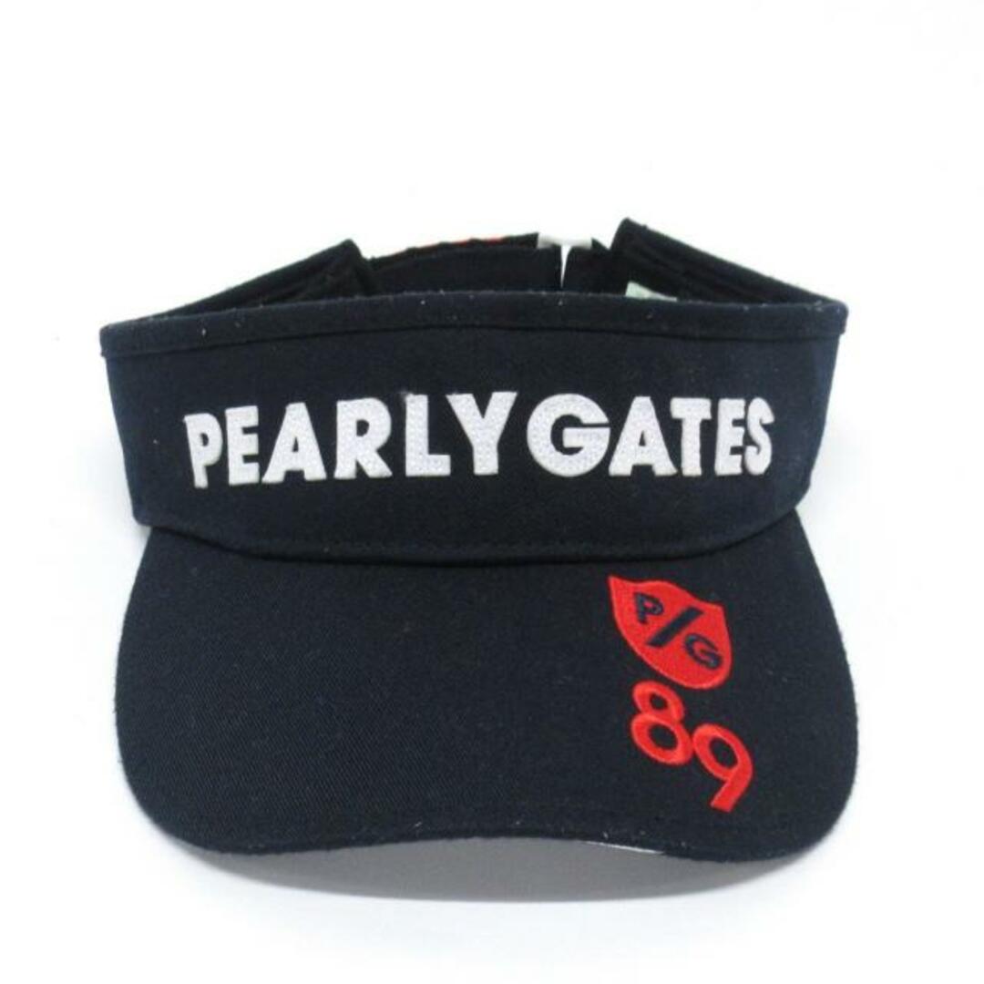 PEARLY GATES(パーリーゲイツ)のPEARLY GATES(パーリーゲイツ) サンバイザー ロゴ ツイルVISOR 0533187112 ネイビー×白×レッド ボーダー/ロゴ ポリエステル レディースの帽子(その他)の商品写真