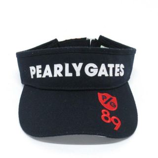 PEARLY GATES - PEARLY GATES(パーリーゲイツ) サンバイザー ロゴ ツイルVISOR 0533187112 ネイビー×白×レッド ボーダー/ロゴ ポリエステル