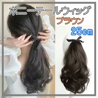 ポニーテール ウィッグ エクステ つけ毛 ヘアアレンジ 巻き髪 25cm BR1(ロングカール)