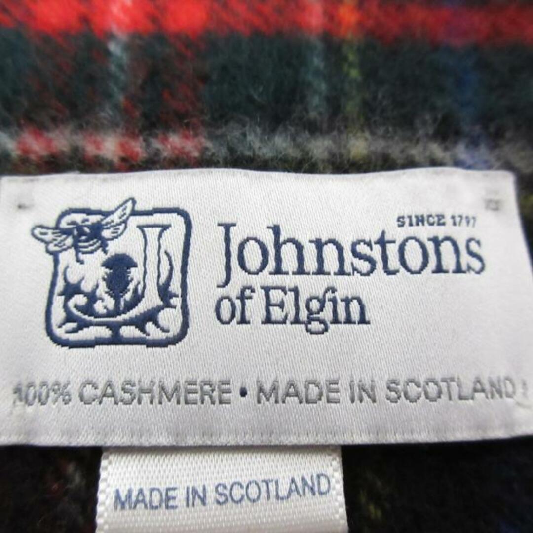 Johnstons(ジョンストンズ)のjohnstons of elgin(ジョンストンズ) マフラー美品  - レッド×黒×マルチ チェック柄 カシミヤ レディースのファッション小物(マフラー/ショール)の商品写真