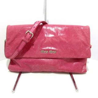 ミュウミュウ(miumiu)のmiumiu(ミュウミュウ) ショルダーバッグ ロゴ ピンク レザー(ショルダーバッグ)