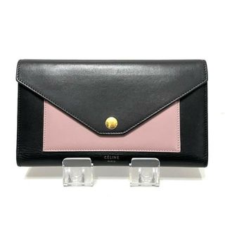 セリーヌ(celine)のCELINE(セリーヌ) 長財布 ポケット トライフォールデッドマルチファンクション 黒×ピンクベージュ レザー(財布)