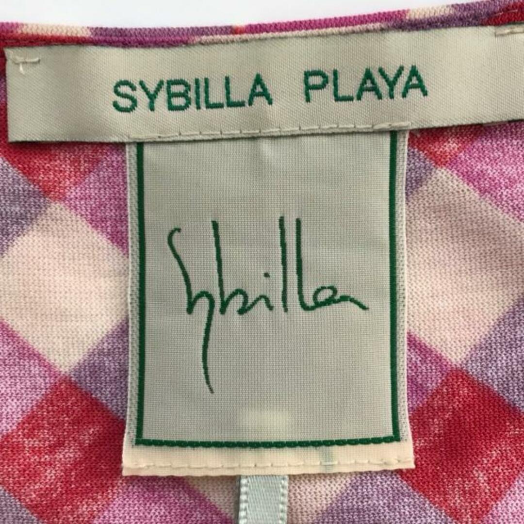 Sybilla(シビラ)のSybilla(シビラ) ワンピース サイズM レディース - ライトパープル×レッド×アイボリー Vネック/ノースリーブ/ひざ丈/SYBILLA PLAYA/チェック柄 レディースのワンピース(その他)の商品写真