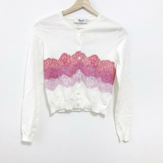 BLUGiRL BLUMARINE(ブルーガールブルマリン) カーディガン レディース - 白×レッド×ピンク 長袖/レース(カーディガン)