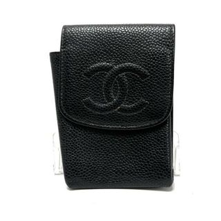 シャネル(CHANEL)のCHANEL(シャネル) シガレットケース - 黒 キャビアスキン(タバコグッズ)