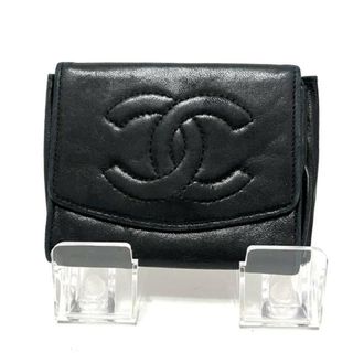 シャネル(CHANEL)のCHANEL(シャネル) カードケース - 黒 ラムスキン(名刺入れ/定期入れ)