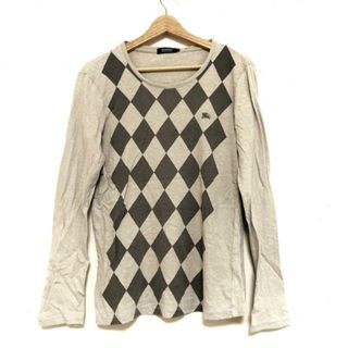 Burberry Black Label(バーバリーブラックレーベル) 長袖Tシャツ サイズ2 M レディース - ライトグレー×ダークグレー クルーネック/アーガイル