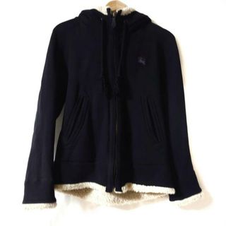 バーバリーブラックレーベル(BURBERRY BLACK LABEL)のBurberry Black Label(バーバリーブラックレーベル) パーカー サイズ2 M メンズ美品  - 黒×アイボリー 長袖 綿(パーカー)