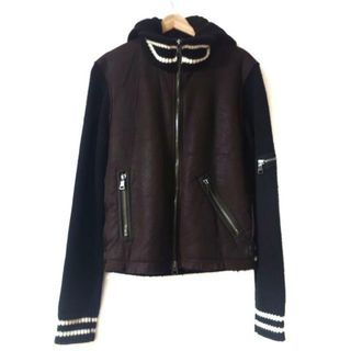 アルマーニエクスチェンジ(ARMANI EXCHANGE)のARMANIEX(アルマーニエクスチェンジ) ブルゾン サイズS メンズ - ダークブラウン×黒×アイボリー 長袖/ジップアップ/秋/冬 ポリエステル、アクリル(ブルゾン)