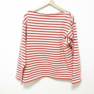 outil(ウティ) 長袖Tシャツ レディース - アイボリー×レッド クルーネック/ボーダー(Tシャツ(長袖/七分))