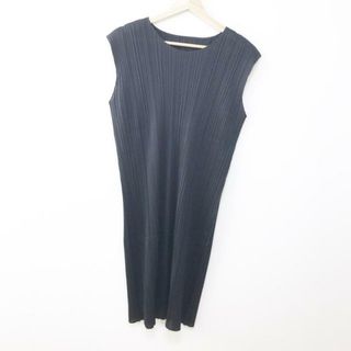 プリーツプリーズイッセイミヤケ(PLEATS PLEASE ISSEY MIYAKE)のPLEATS PLEASE(プリーツプリーズ) ワンピース レディース美品  - 黒 ノースリーブ/ひざ丈/プリーツ(その他)