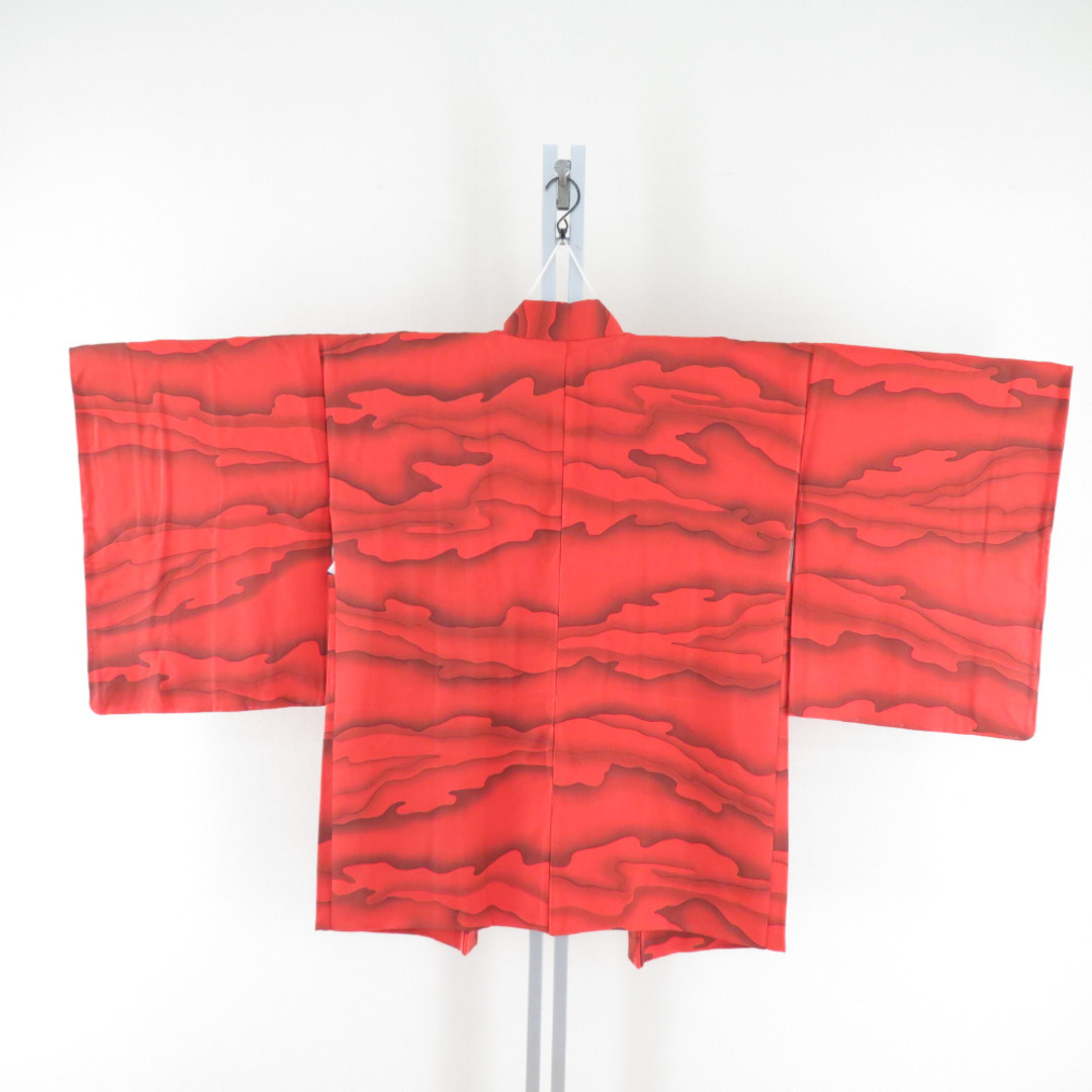 羽織 正絹 雲模様 オレンジ色ｘ黒色 着物コート 着物用 レディースの水着/浴衣(着物)の商品写真