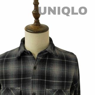 ユニクロ(UNIQLO)のUNIQLO ユニクロ フリースシャツ チェック柄 ブラック Lサイズ 長袖(シャツ)