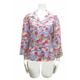 ローラアシュレイ(LAURA ASHLEY)の【中古】LAURA ASHLEY ローラ アシュレイ トップス レディース ブラウス 麻 花柄 キナリ サイズ9(シャツ/ブラウス(半袖/袖なし))