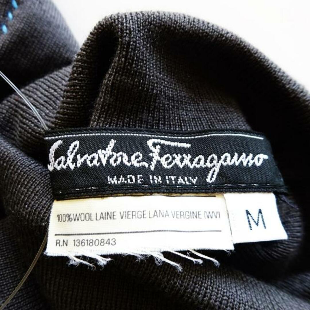 Salvatore Ferragamo(サルヴァトーレフェラガモ)のSalvatoreFerragamo(サルバトーレフェラガモ) 半袖セーター サイズM レディース - ダークグレー×ライトブルー タートルネック/ガンチーニ レディースのトップス(ニット/セーター)の商品写真