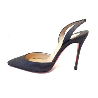 Christian Louboutin - CHRISTIAN LOUBOUTIN(クリスチャンルブタン) サンダル 36 1/2 レディース - ダークグレー ラメ/アウトソール張替済 化学繊維