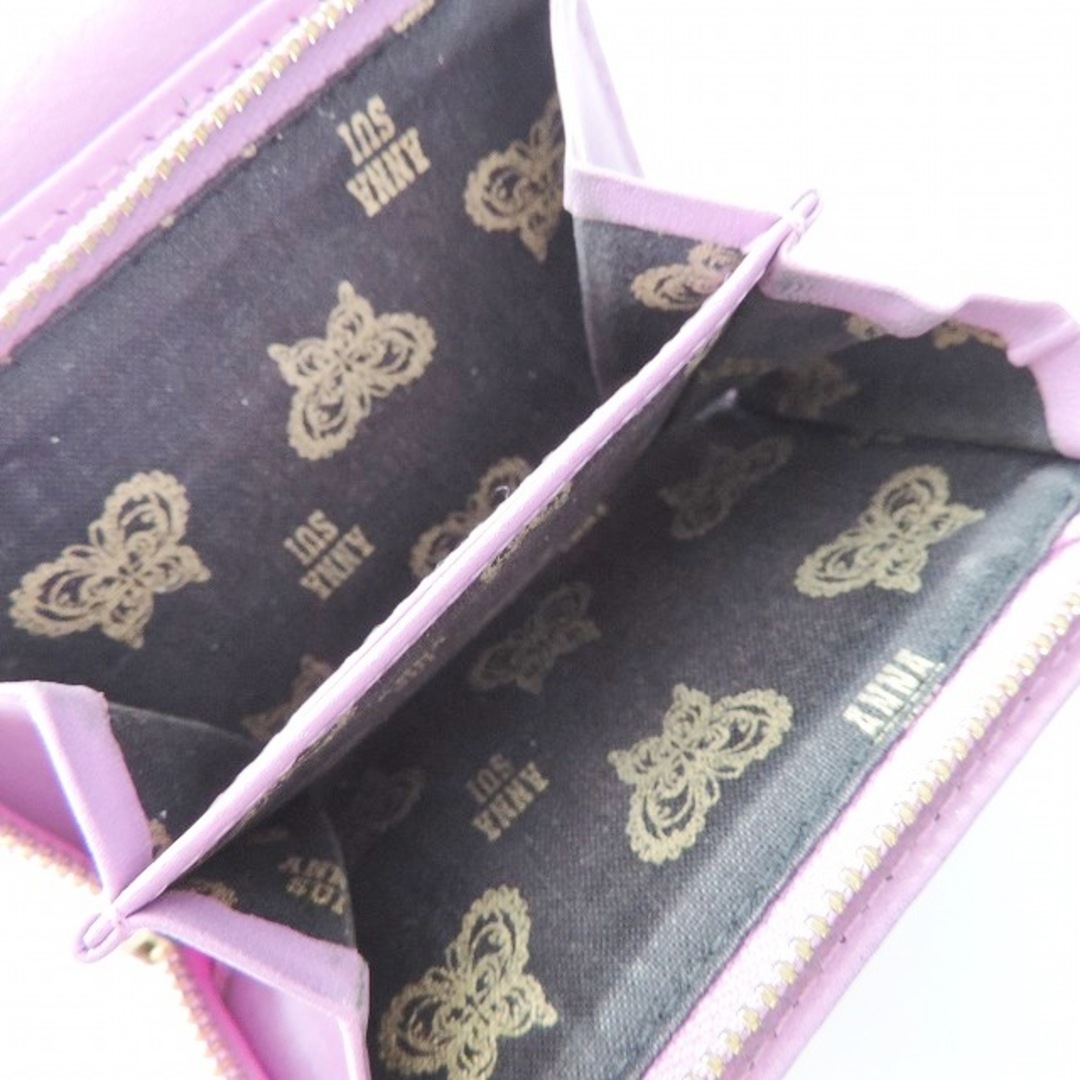 ANNA SUI(アナスイ)のANNA SUI(アナスイ) 3つ折り財布 - ピンク×パープル 刺繍 レザー レディースのファッション小物(財布)の商品写真