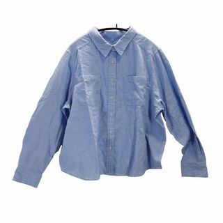 SS0423-2◆ 新品 シャツ 長袖 左右胸ポケット LLサイズ サックス(シャツ/ブラウス(長袖/七分))