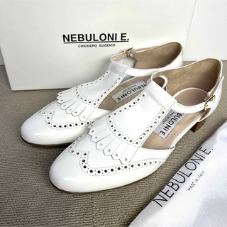 ネブローニ(NEBULONI E.)の新品 37.5 NEBULONI E. ネブローニ 白 Tストラップ 24(ローファー/革靴)