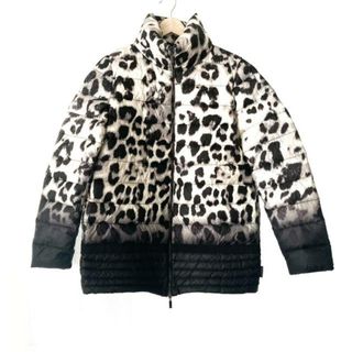 モンクレール(MONCLER)のMONCLER(モンクレール) ダウンジャケット サイズ3 L レディース LEUCATE(ルカット) 黒×アイボリー×マルチ 長袖/豹柄/冬(ダウンジャケット)