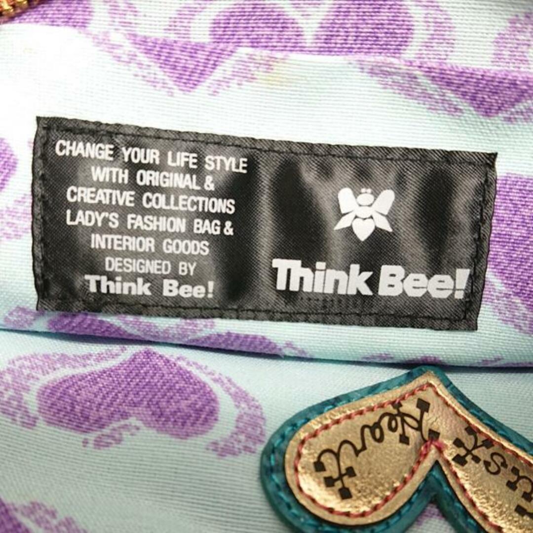 Think Bee!(シンクビー)のThinkBee(シンクビー) ハンドバッグ - ブルーグリーン×ダークブラウン×マルチ Just Heart/ビーズ コットン×スパンコール×レザー レディースのバッグ(ハンドバッグ)の商品写真