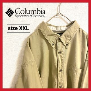 90s 古着 コロンビア BDシャツ ワンポイントロゴ アースカラー XXL