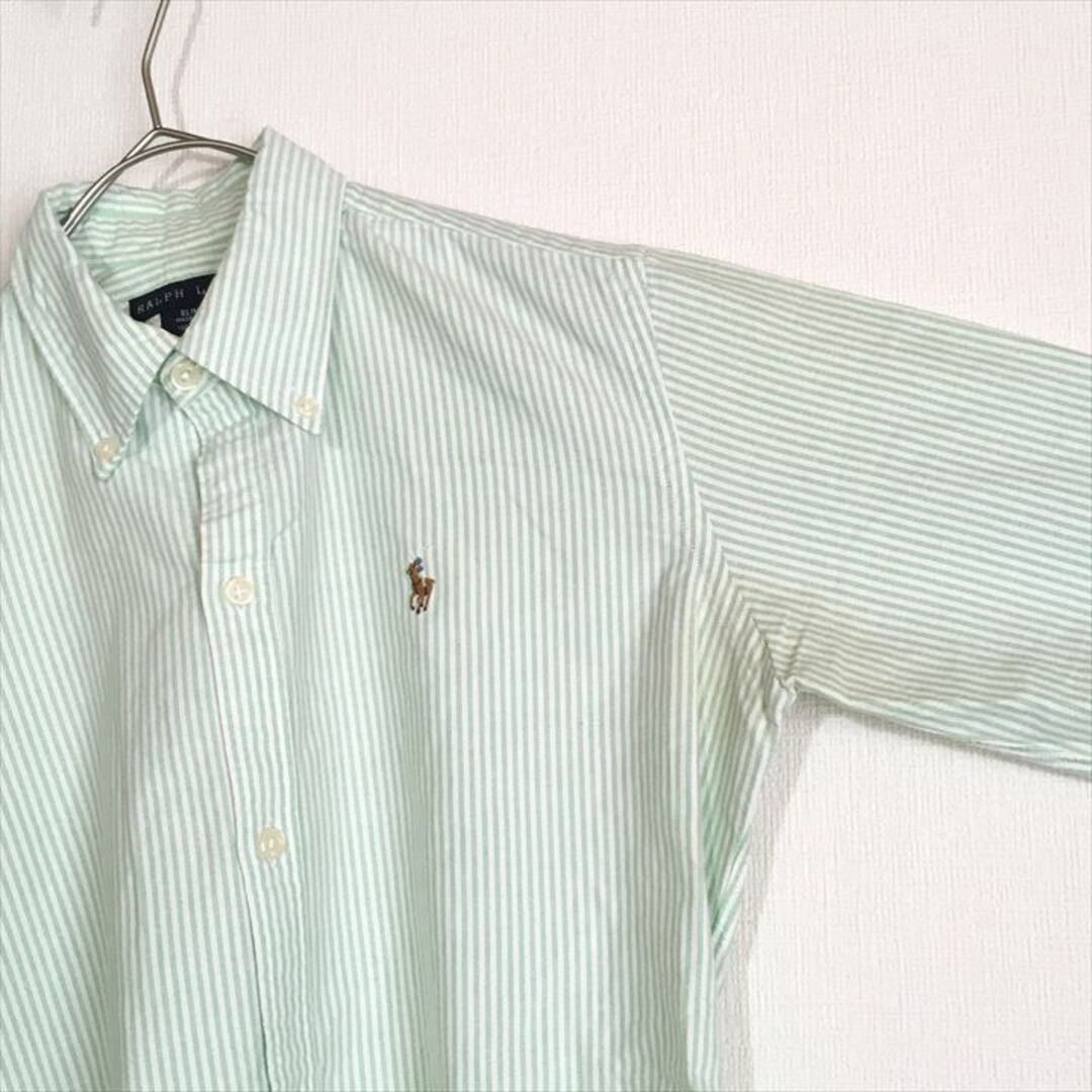 Ralph Lauren(ラルフローレン)の90s 古着 ラルフローレン BDシャツ ストライプ 刺繍ロゴ レディース S レディースのトップス(シャツ/ブラウス(長袖/七分))の商品写真