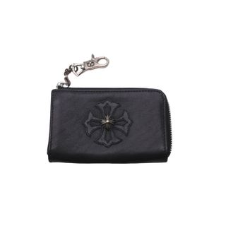 クロムハーツ(Chrome Hearts)の極美品 CHROME HEARTS クロムハーツ クリップチェーンカードケース クロスパッチ ブラック シルバー925 中古 62108(パスケース/IDカードホルダー)