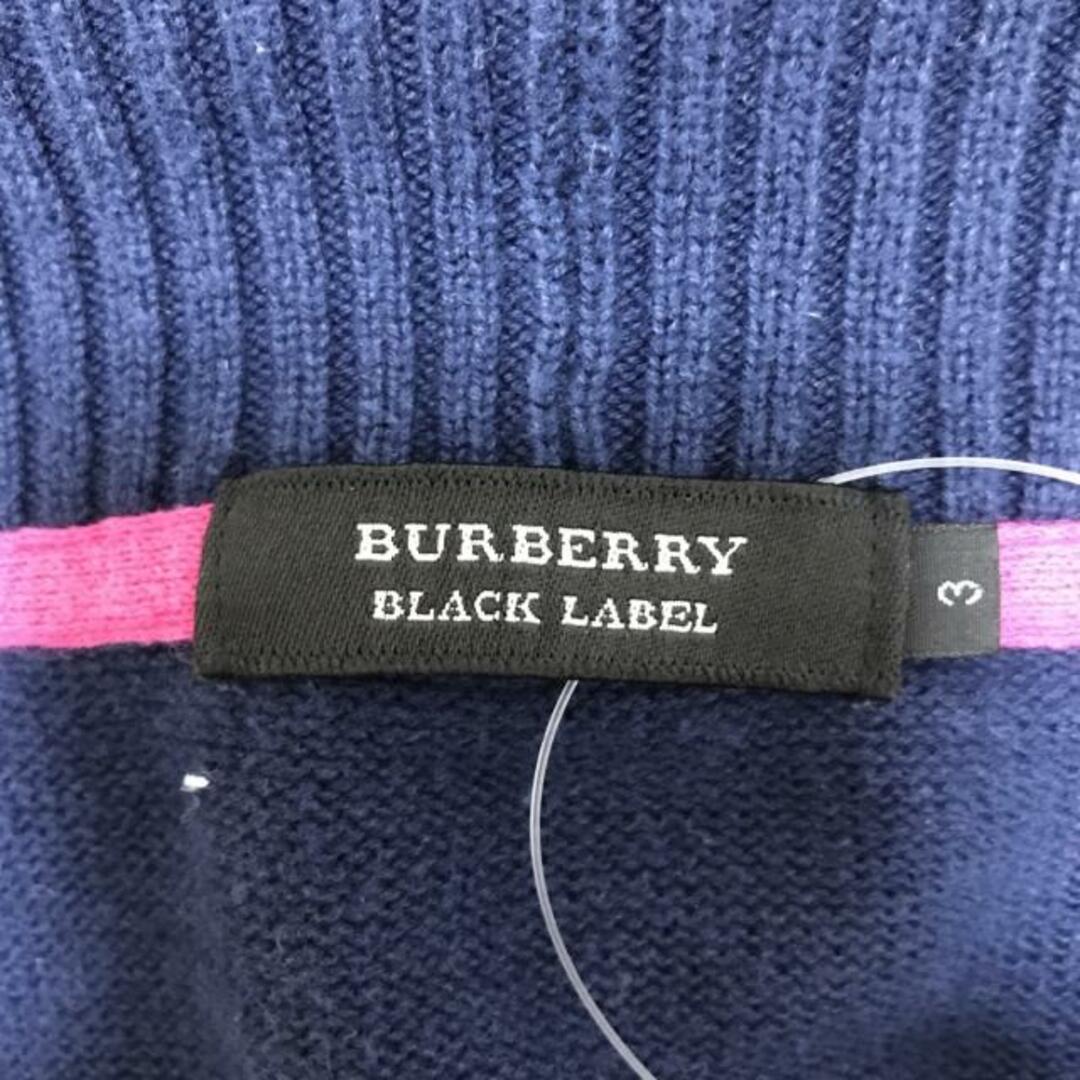 BURBERRY BLACK LABEL(バーバリーブラックレーベル)のBurberry Black Label(バーバリーブラックレーベル) カーディガン サイズ3 L メンズ - ネイビー×ピンク 長袖/ニット/刺繍 メンズのトップス(カーディガン)の商品写真