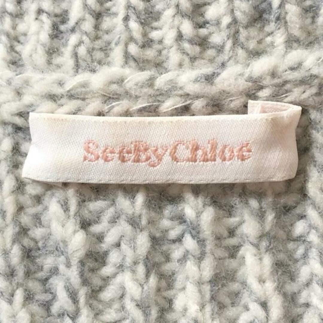 SEE BY CHLOE(シーバイクロエ)のSEE BY CHLOE(シーバイクロエ) 半袖セーター サイズXS レディース - ライトグレー×グレー×マルチ クルーネック/ボーダー レディースのトップス(ニット/セーター)の商品写真