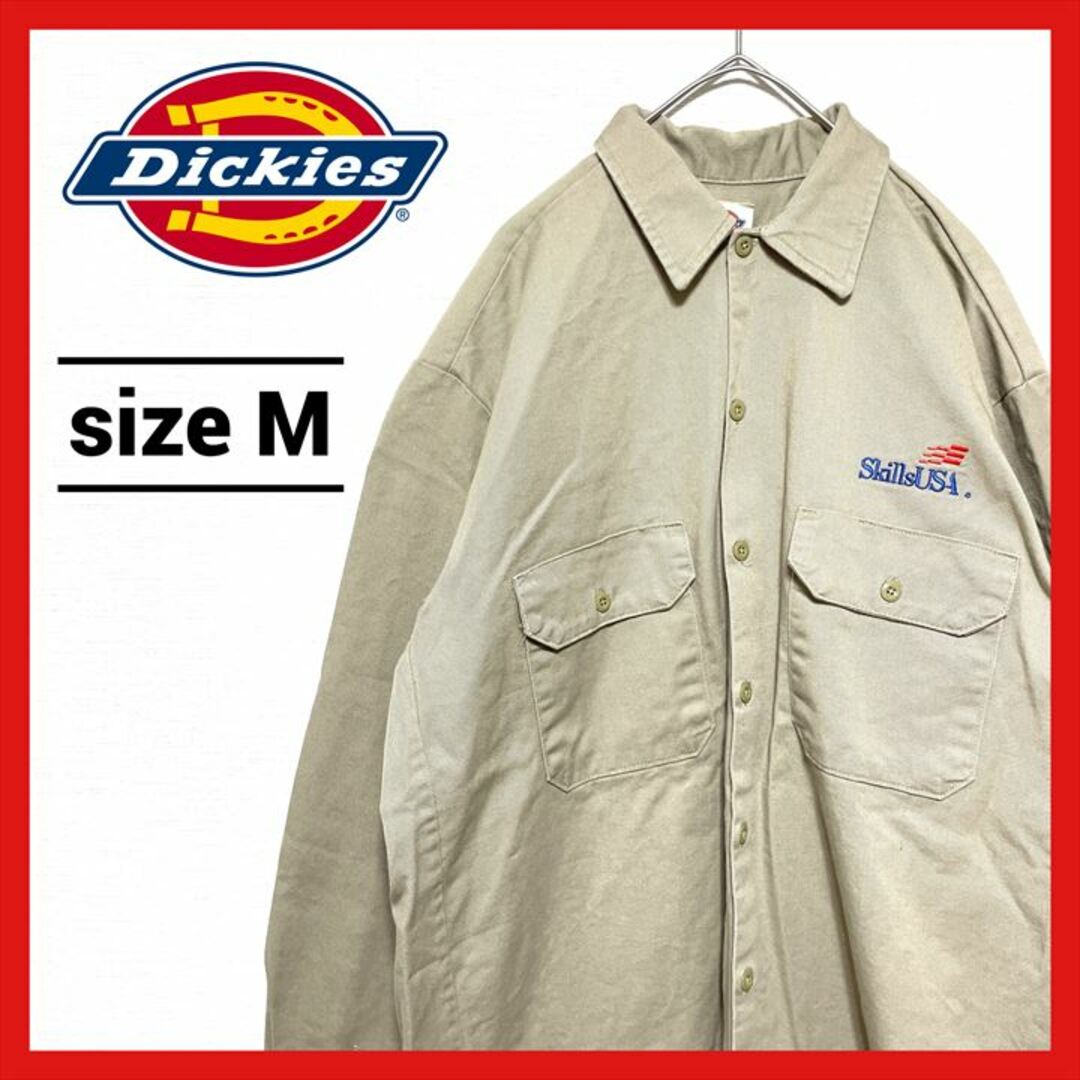 Dickies(ディッキーズ)の90s 古着 ディッキーズ ワークシャツ 刺繍ロゴ オーバーサイズ M  メンズのトップス(シャツ)の商品写真