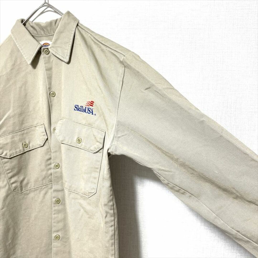 Dickies(ディッキーズ)の90s 古着 ディッキーズ ワークシャツ 刺繍ロゴ オーバーサイズ M  メンズのトップス(シャツ)の商品写真