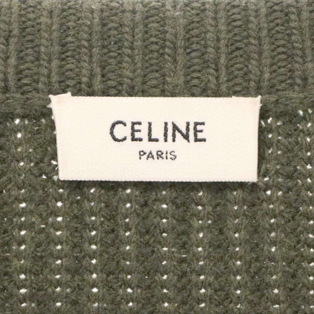 celine(セリーヌ)のCELINE セリーヌ 22AW レオパードエンブロイダリークルーネックニット ニットセーター 2AB97650S カーキ/ブラウン メンズのトップス(ニット/セーター)の商品写真