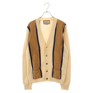 グッチ(Gucci)のGUCCI グッチ 21AW GG CARDIGAN GGステッチ カーディガン アイボリー/ブラウン 655105(カーディガン)