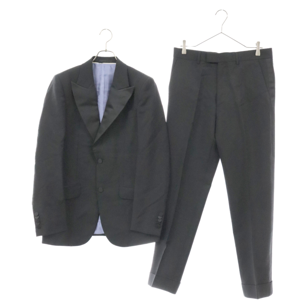 Gucci(グッチ)のGUCCI グッチ FITTED MOHAIR WOOL TUXEDO PANTS フィッテッドモヘアウールタキシード ジャケットパンツ セットアップスーツ ブラック 575453 メンズのスーツ(セットアップ)の商品写真