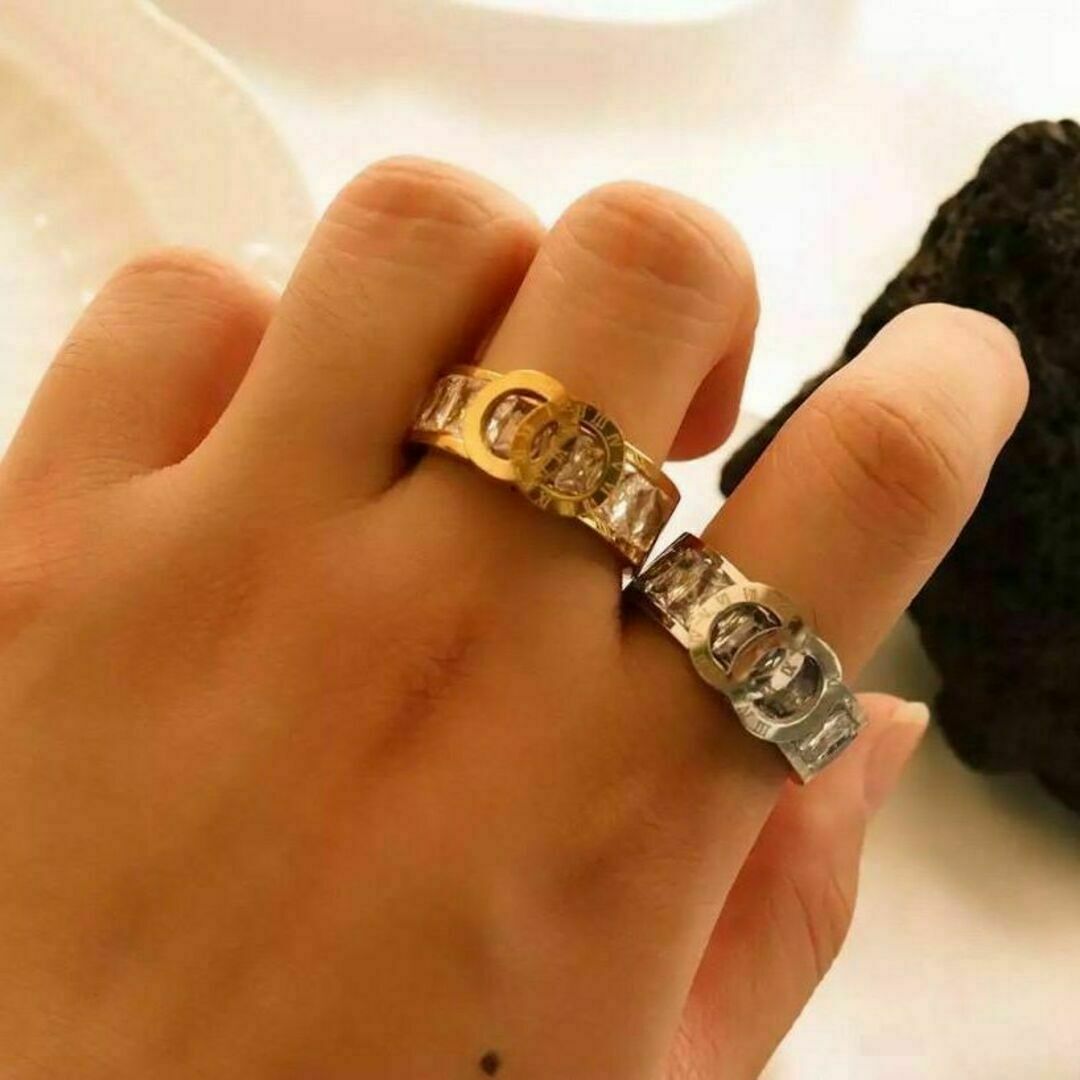 561 シルバー サークル リング クロック czダイヤモンド 指輪 ジルコニア レディースのアクセサリー(リング(指輪))の商品写真