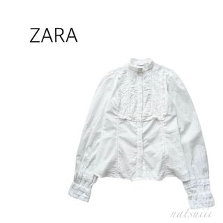 ザラ(ZARA)のZARA ザラ . ピンタック フリル ハイネック ブザム ブラウス(シャツ/ブラウス(長袖/七分))