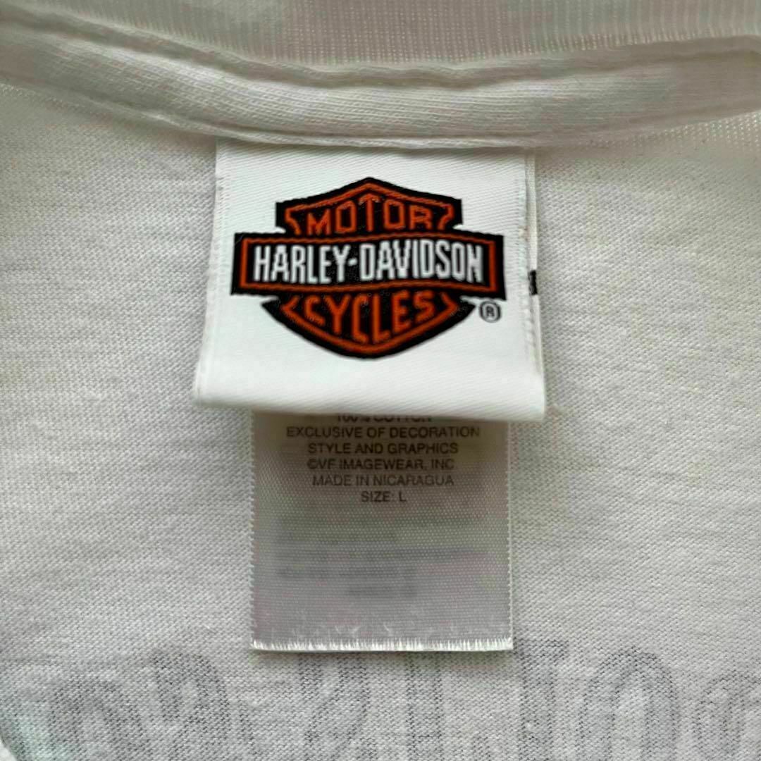 Harley Davidson(ハーレーダビッドソン)のハーレーダビッドソン　ロングTシャツ　ワンポイントロゴ　古着　ホワイト　Lサイズ メンズのトップス(Tシャツ/カットソー(七分/長袖))の商品写真