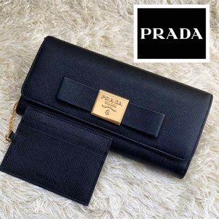 プラダ(PRADA)の美品✨PRADA プラダ サフィアーノ ゴールドプレート パスケース付き 財布(財布)