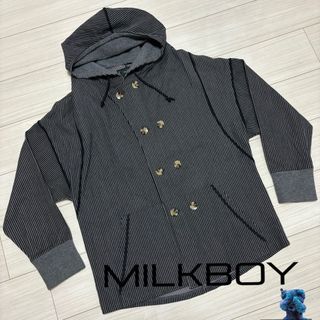 ミルクボーイ(MILKBOY)の美品■MILK BOYミルクボーイ■ヒッコリー デニム ドルマン フード コート(ピーコート)