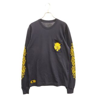 クロムハーツ(Chrome Hearts)のCHROME HEARTS クロムハーツ DGR L/S TEE ダガー バックプリント 長袖Tシャツ カットソー ロンT ネイビー/イエロー(Tシャツ/カットソー(七分/長袖))