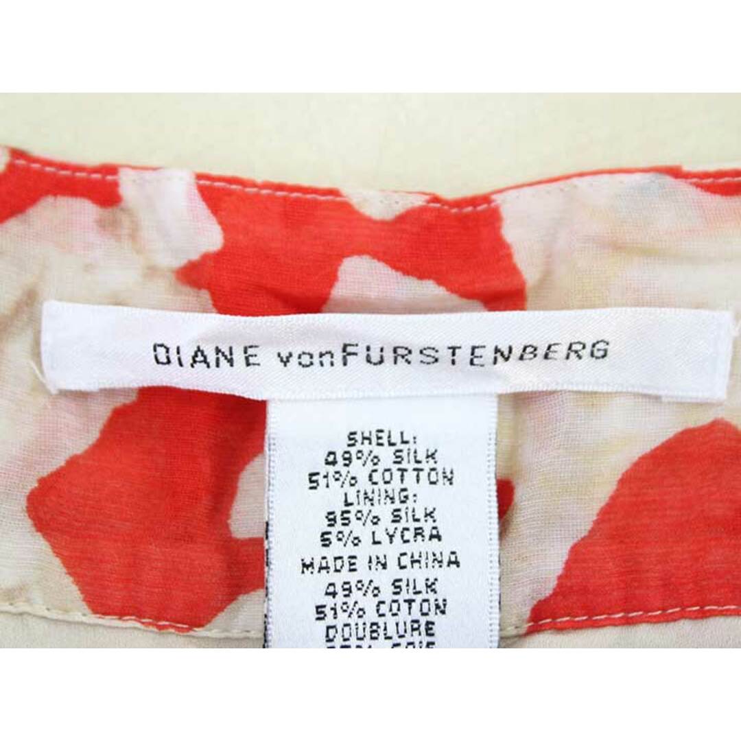 DIANE von FURSTENBERG(ダイアンフォンファステンバーグ)の‡DIANE von FURSTENBERG/ダイアンフォンファステンバーグ‡総柄ワンピース/ノースリーブ/ミディアム丈 レッド/赤×ライトベージュ レディース 6 【中古】夏 205032 onepi レディースのワンピース(その他)の商品写真