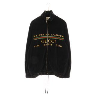 グッチ(Gucci)のGUCCI グッチ 20SS Logo Embroiderred シェニール ベロア トラック ジャケット ブラック 595533 XJBTD(フライトジャケット)