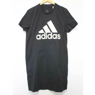 adidas - 新品 未使用品△adidas/アディダス△ロゴプリントカットソーワンピース/ミニ丈/半袖/クルーネック　ブラック/黒　レディース　LL　　夏 814032 onepi